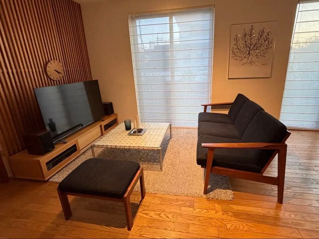 ナガノインテリア スツールLC007 ウォールナット無垢オットマン