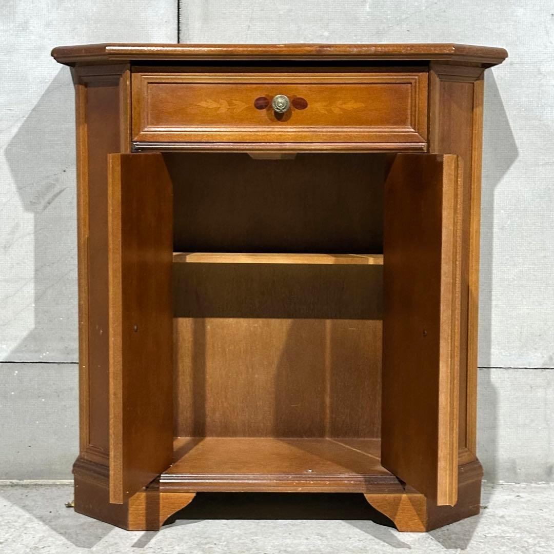 ✦アンティーク調✦象嵌 キャビネット 木製 収納棚 花台 電話台 サイド