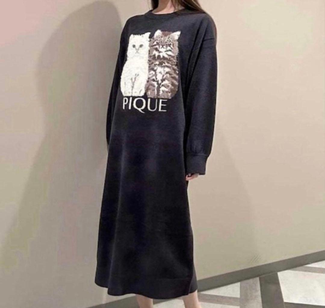 ジェラートピケ ツインキャットワンピース【NV】