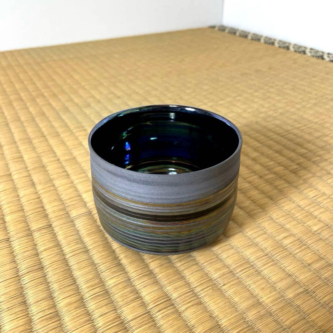 XG572 陶芸家・金理有 ・宙光掌・天目茶碗・共箱付・骨董