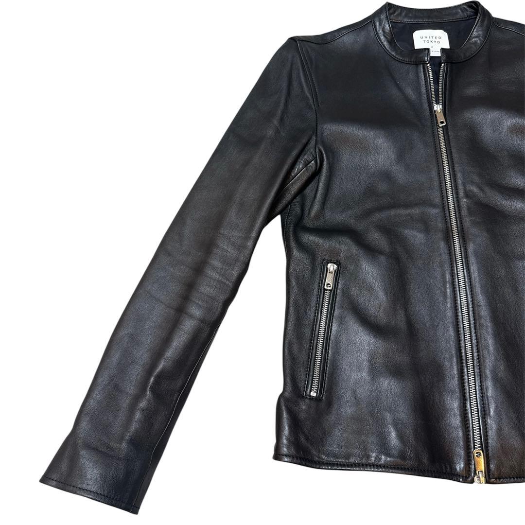 UNITED TOKYO シングルライダースジャケット ラムレザー ブラック