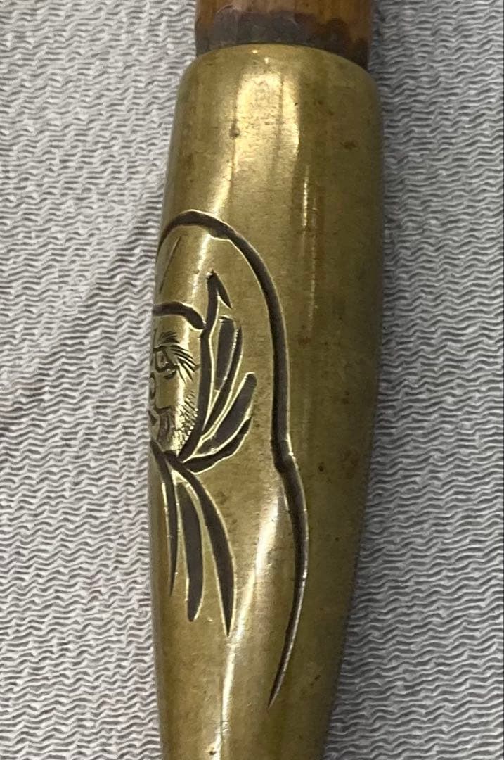 B323s キセル 煙管 銅製金具 太管 喫煙具 在銘 骨董