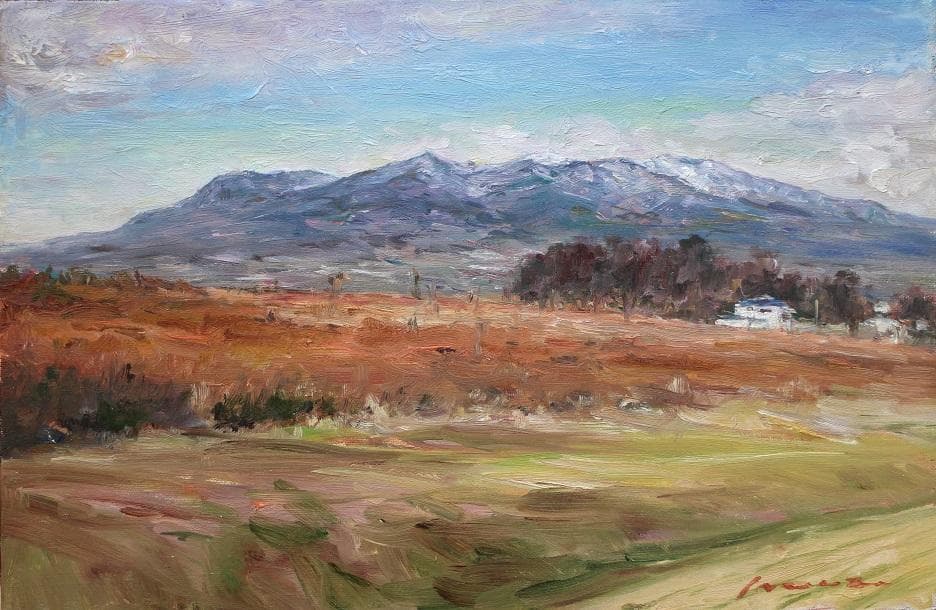 井上司「早春の赤城山」油彩 P6号の通販はau PAY マーケット - 輸入