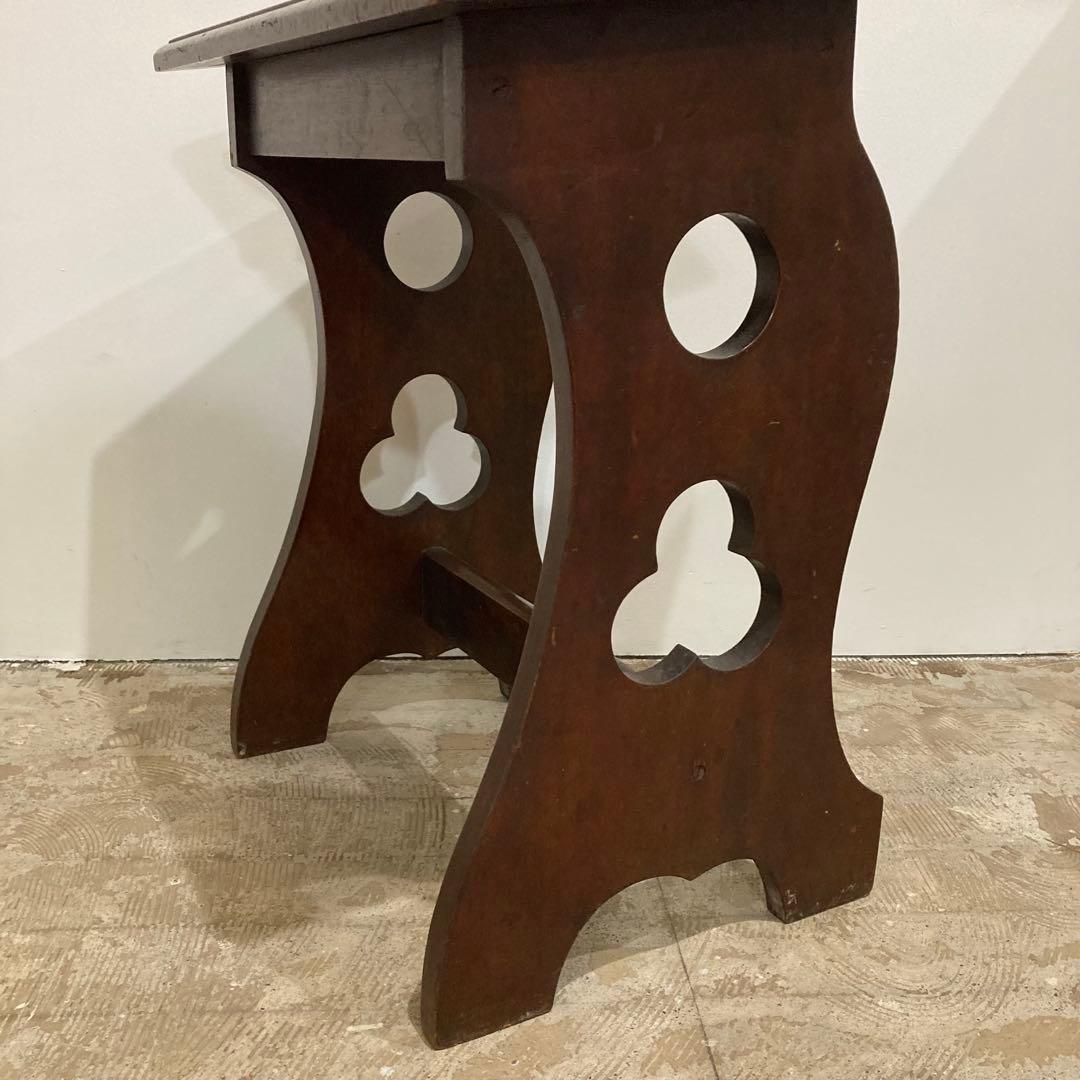 古いピアノ椅子 オルガン椅子 スツール チェア 木製 透かし彫り レトロ