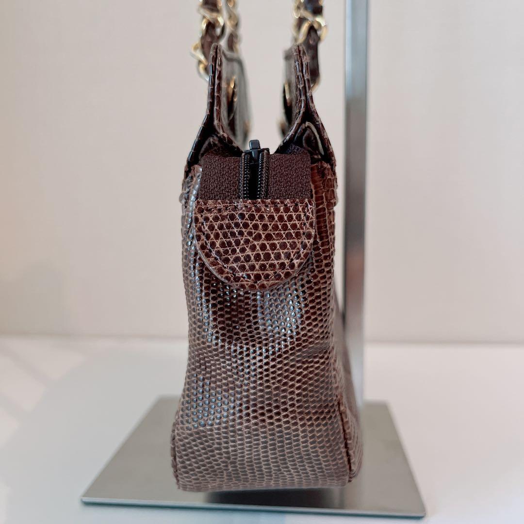 希少　CHANEL シャネル　リザード　チェーン　ハンドバッグ　シールあり