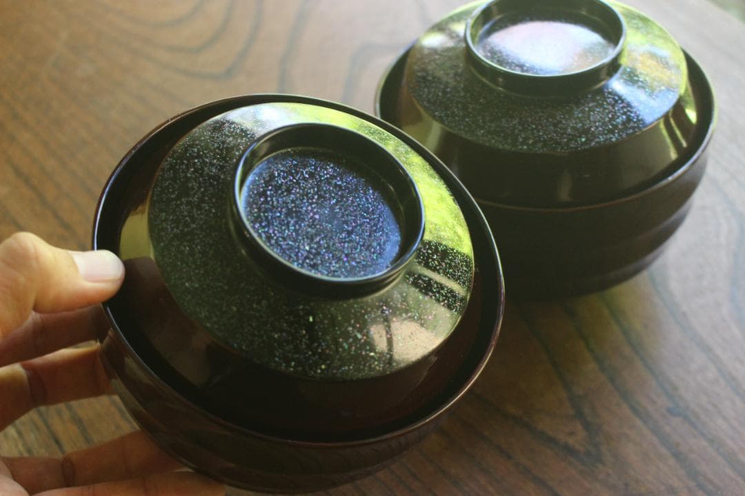 時代逸品！極上塗分け螺鈿塗の美しい煮物椀2点（検輪島塗蒔絵