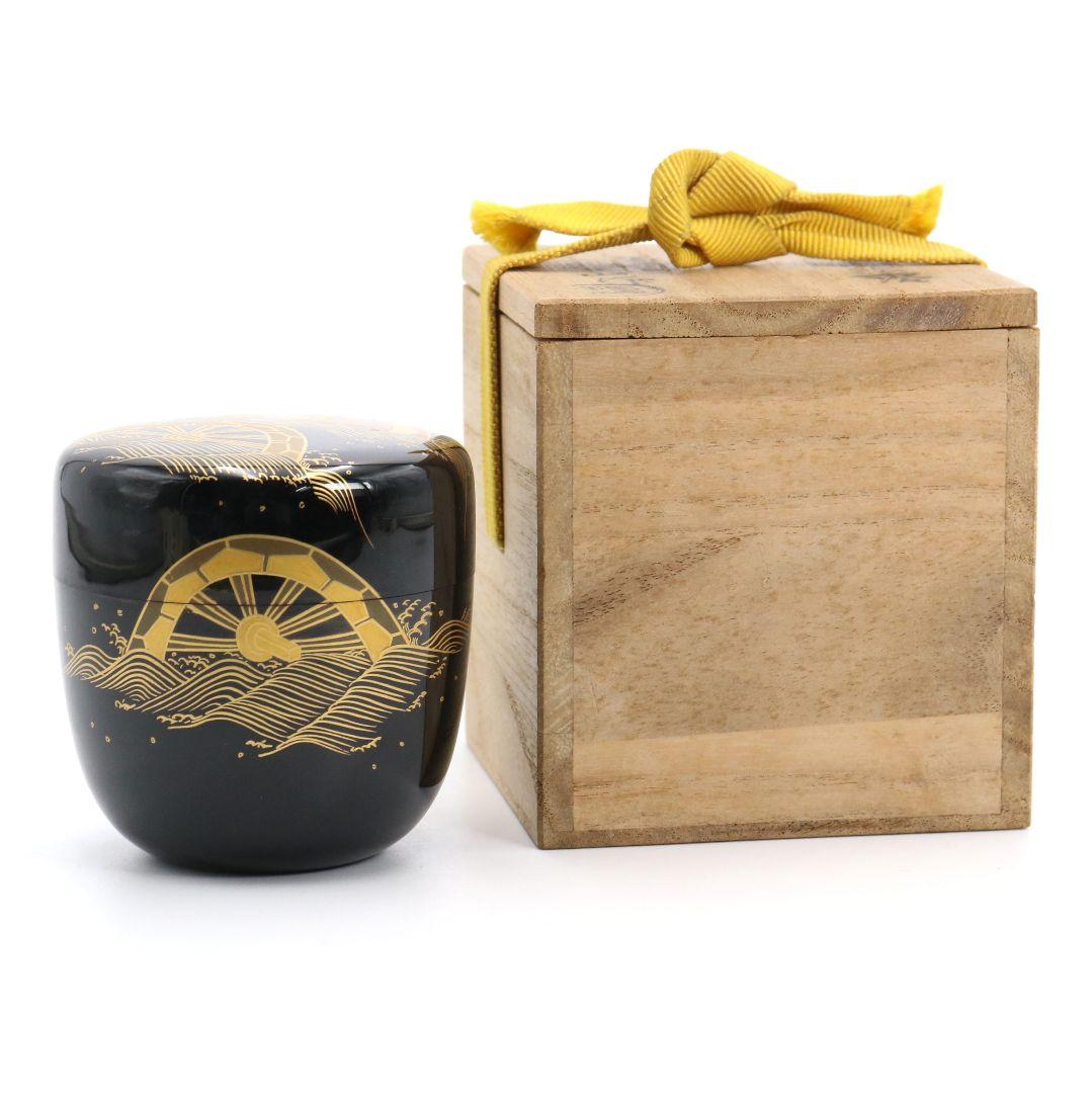 哲山作 浪車蒔絵 棗 茶道具 共箱 V717 NT7