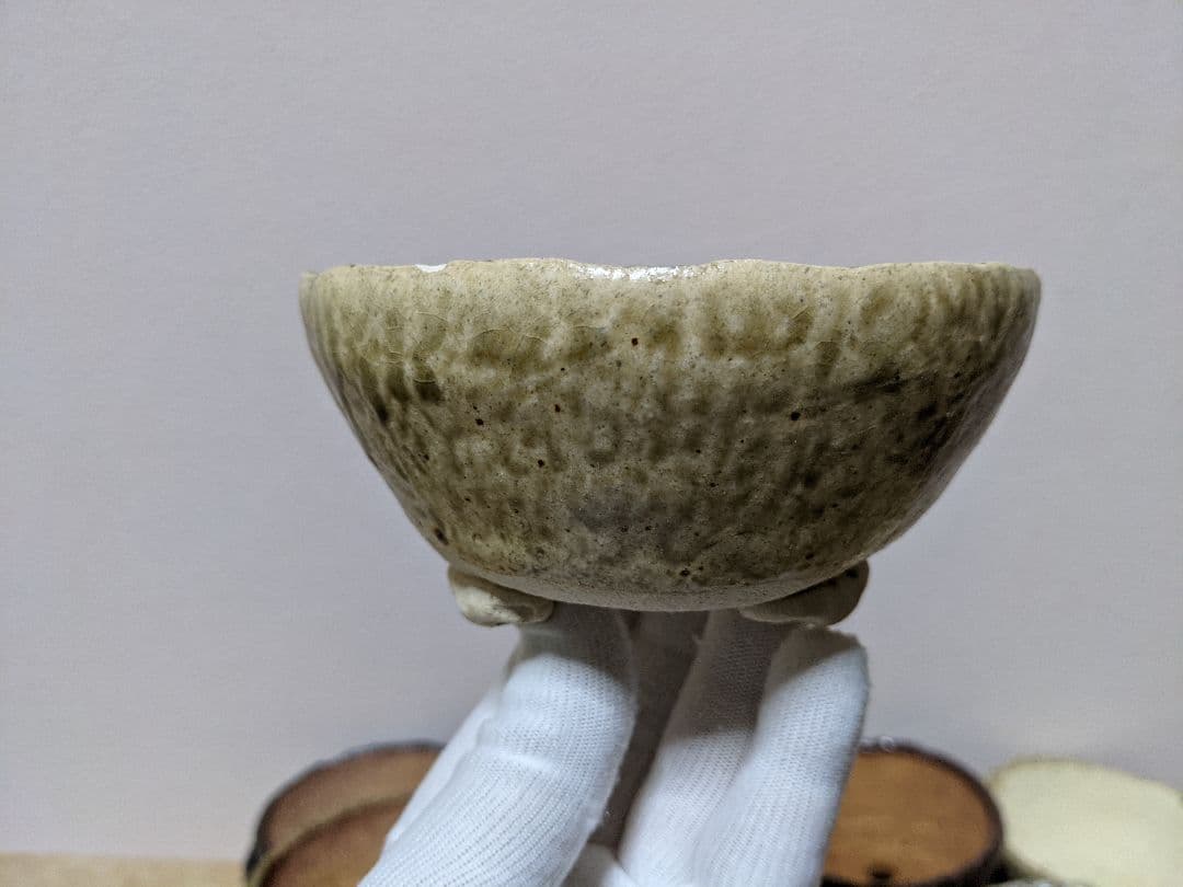 酒器 ぐい呑み 岡本作礼 絵斑唐津 共箱 岡本作礼 絵斑唐津 ぐい呑 共箱