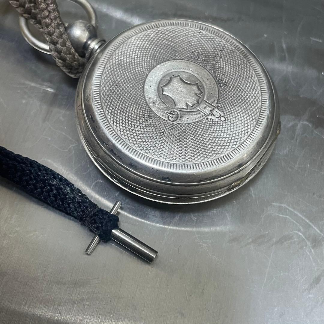 アンティーク 銀無垢 FINE SILVER 鍵巻き懐中時計 ジャンク