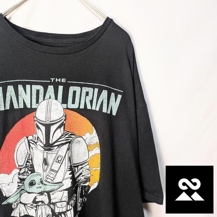 STAR WARS Tシャツ オーバーサイズ マンダロリアン グローグー 黒 公式