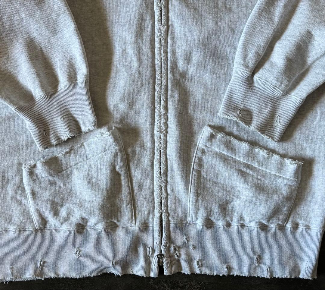 ANCELLM パーカー ダメージ グレー M スウェットZIPフーディ 新品