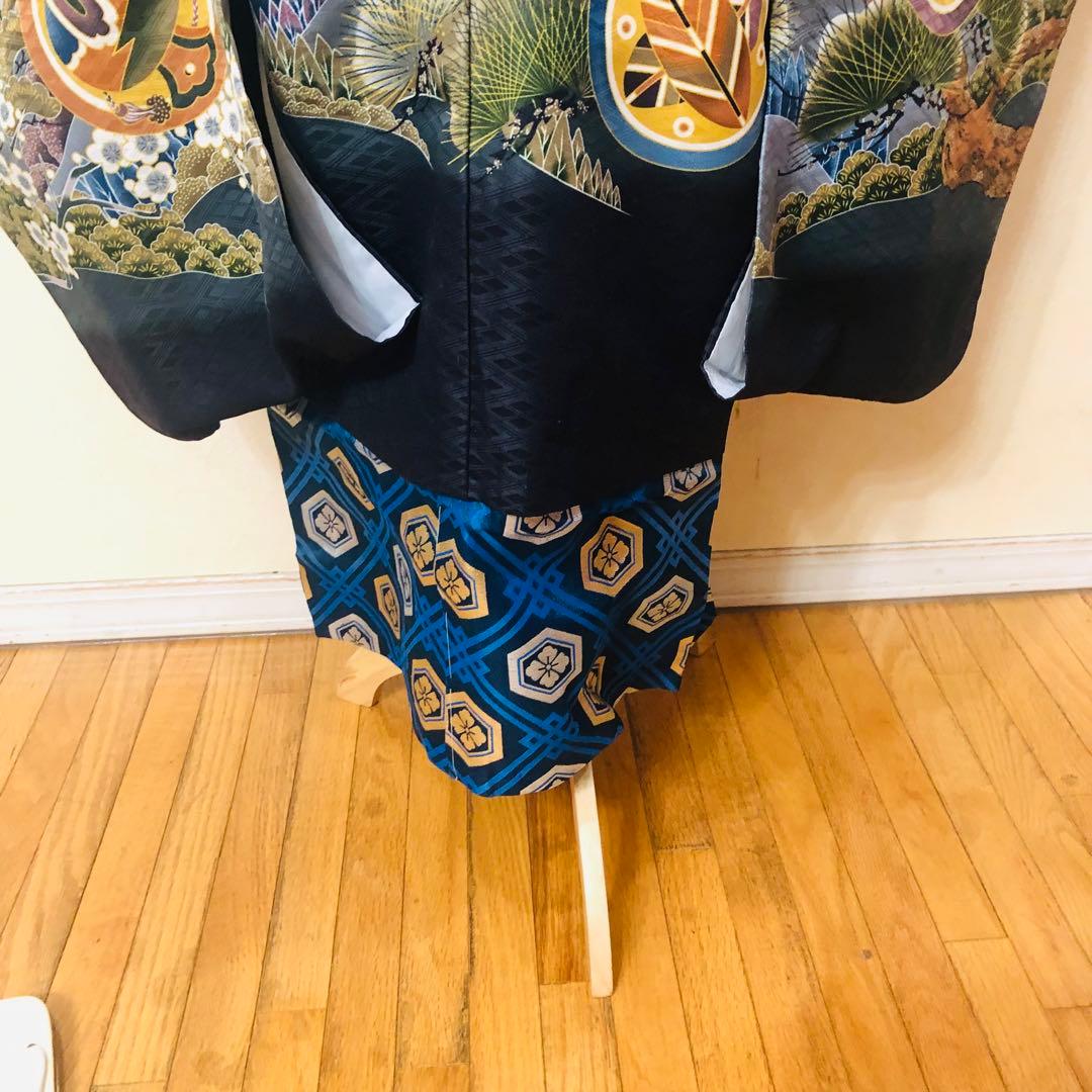 七五三五歳フルセット‼️黒地暈し⭐︎鷹凛々しい⭐︎金蘭袴煌びやか極めてる⭐︎逸品