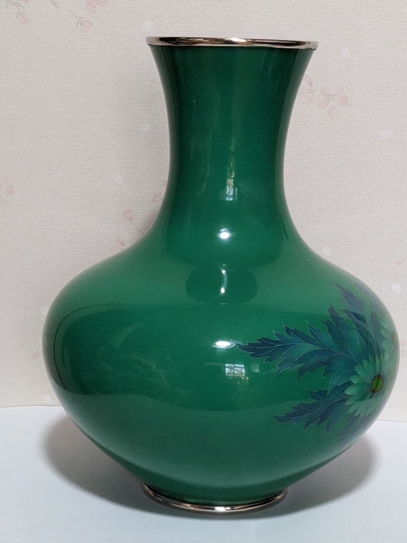 ♢尾張七宝焼 田村七宝 3代田村幸夫造 花文様花瓶 日本工芸会会員 美術