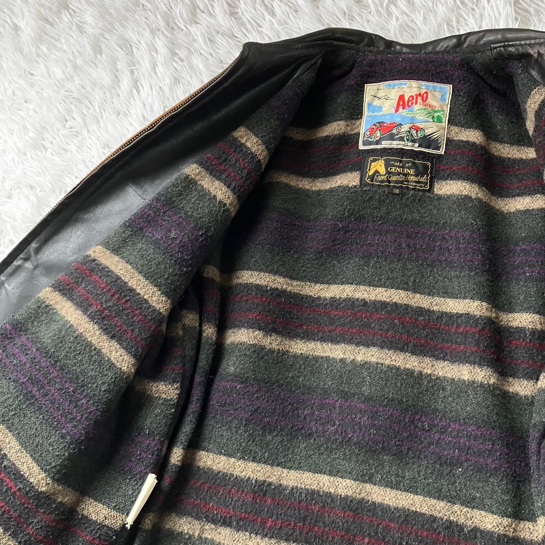 エアロレザー 革ジャン 本革 茶芯 ホースハイド ステアハイド