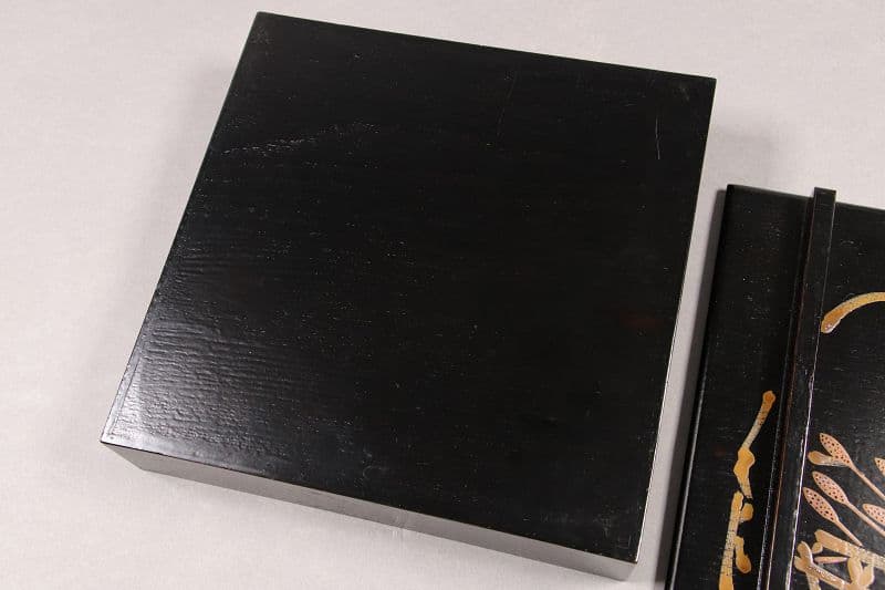 漆芸 山田平安堂 二代 呉藤友乗 花篭蒔絵 蓋物 五点 弁当箱 共箱 M837