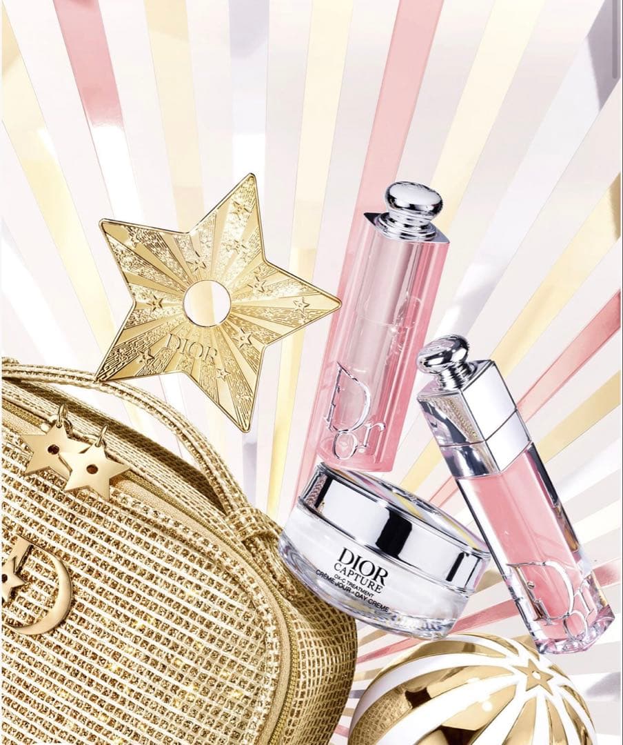 【新品】ディオール dior 2025ホリデーオファーリップ　ポーチ　クリーム