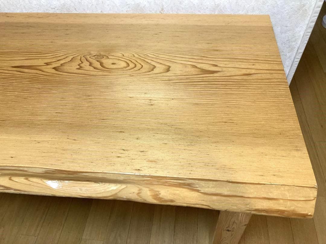 希少 ビンテージ 一枚板 ダイニングテーブル 木製 天然木 135cm 現状