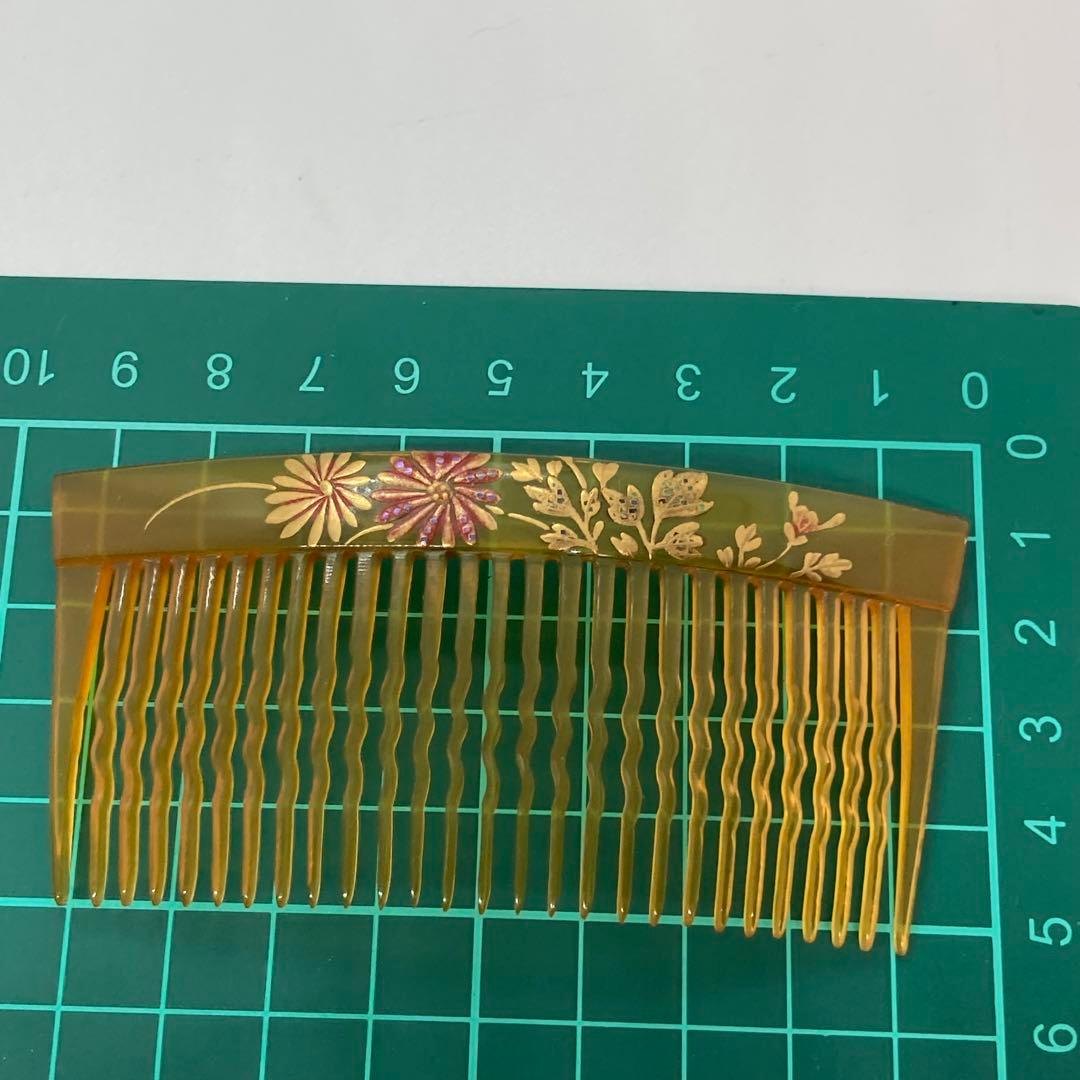 箱120316 永 本鼈甲 白甲 螺鈿金蒔絵 菊紋様 櫛 かんざし べっ