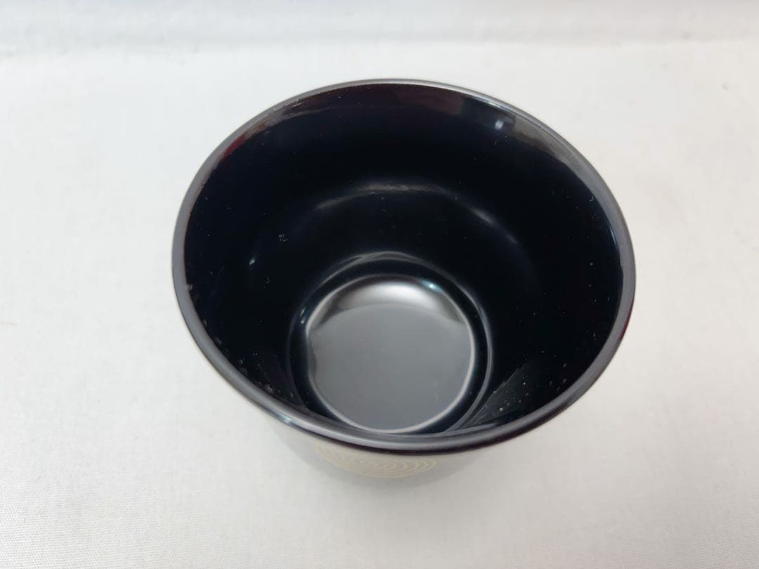 未使用 懐石道具 輪島塗 木製黒真塗 渦蒔絵 箸洗5客揃 小吸物椀 和食器 共箱