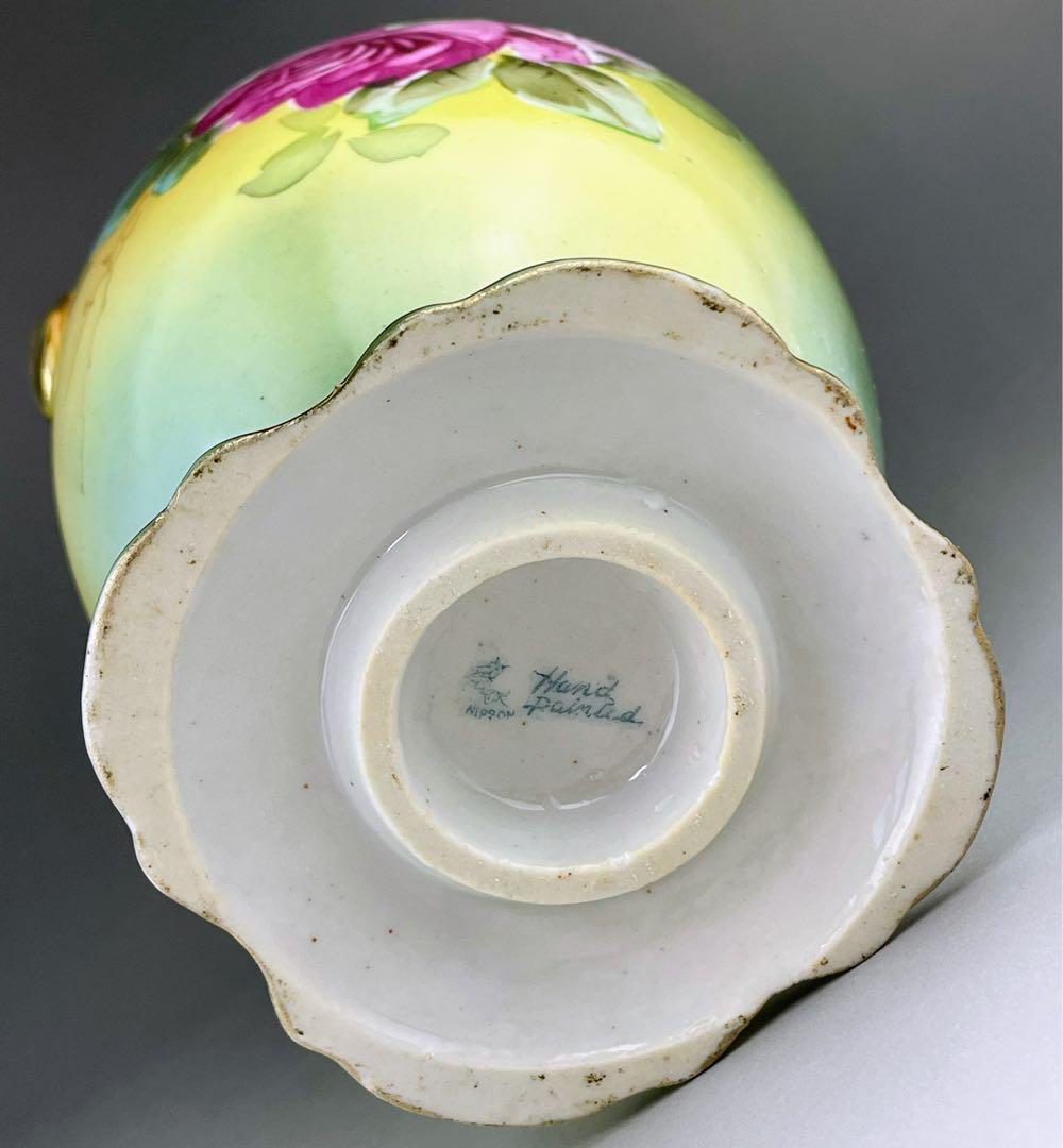 オールドノリタケ 22.1㎝ 薔薇文花瓶 金彩 バラ図 ばら 金彩 花器 花瓶