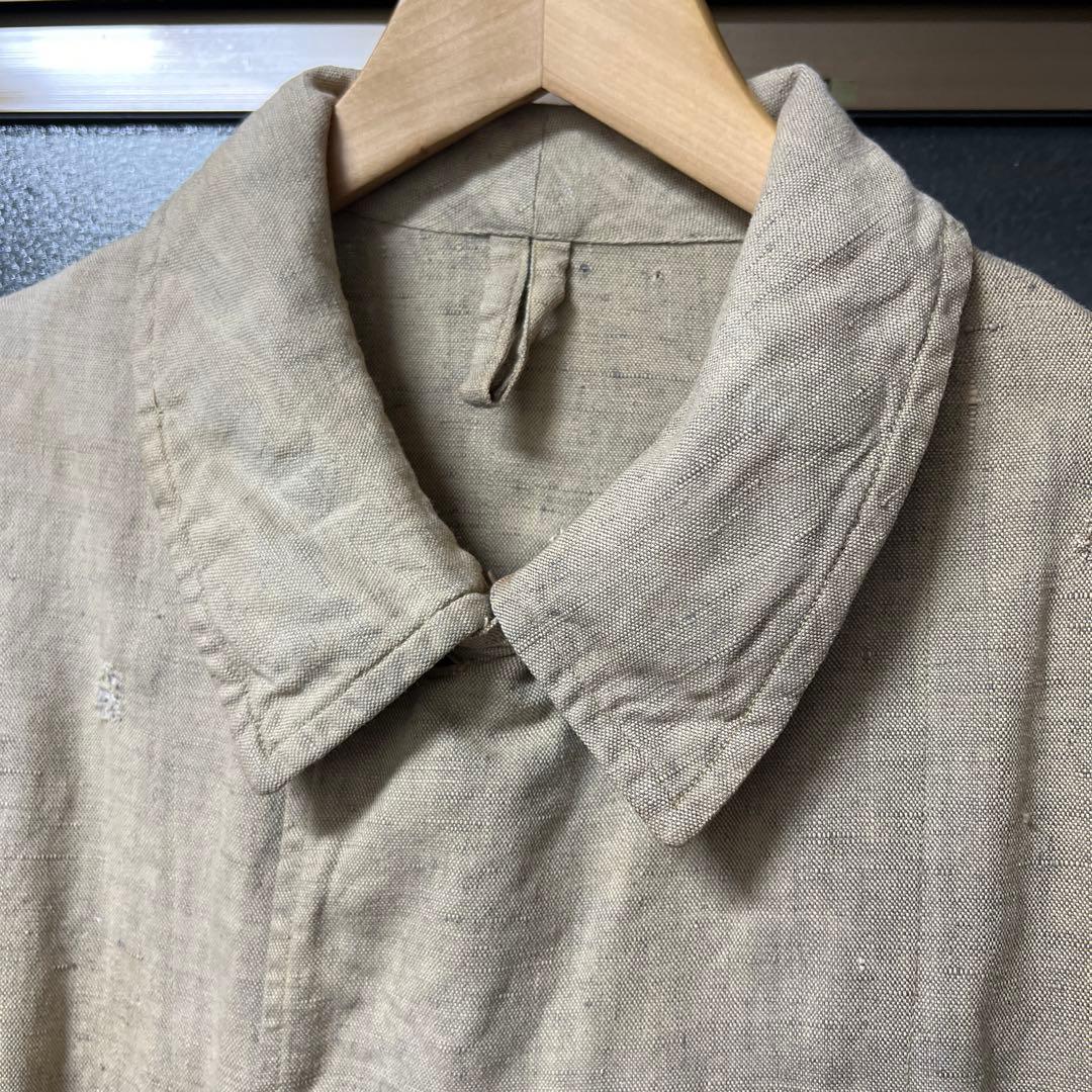 20s 30s french vintage リネン ダスターコート チンスト