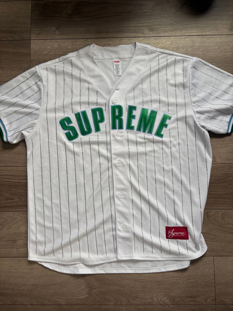 Supreme baseball jersey baseball シャツ Jersey Supreme Patches Denim Baseball Jersey SS21KN39 BLACK | FLEXDOG