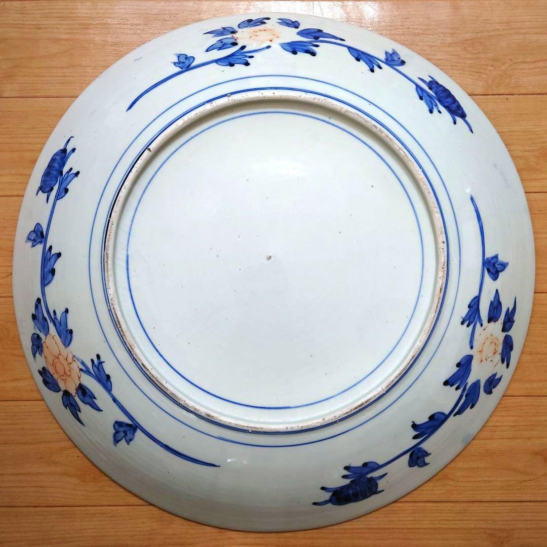 新春特価⚫希少特大皿⚫古伊万里色絵松竹梅花唐子図大皿⚫直径約46.5cm