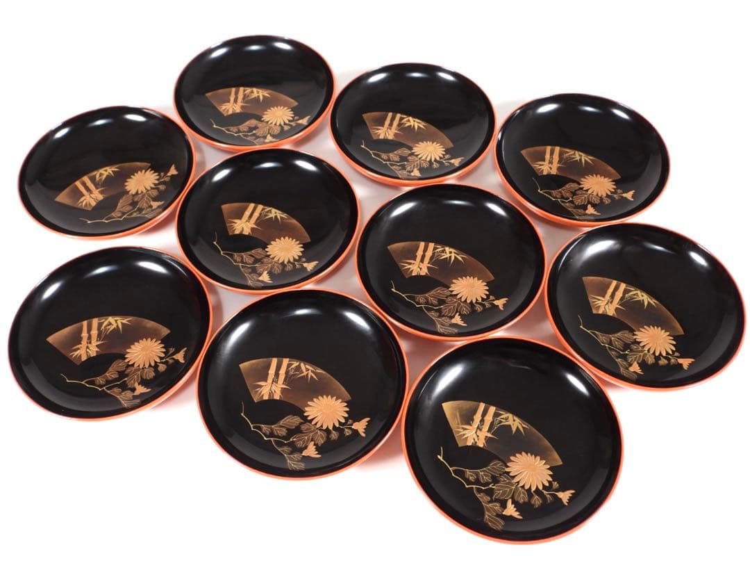 輪島塗 木製 金蒔絵 吸物椀 10客 蓋碗 漆芸 漆器