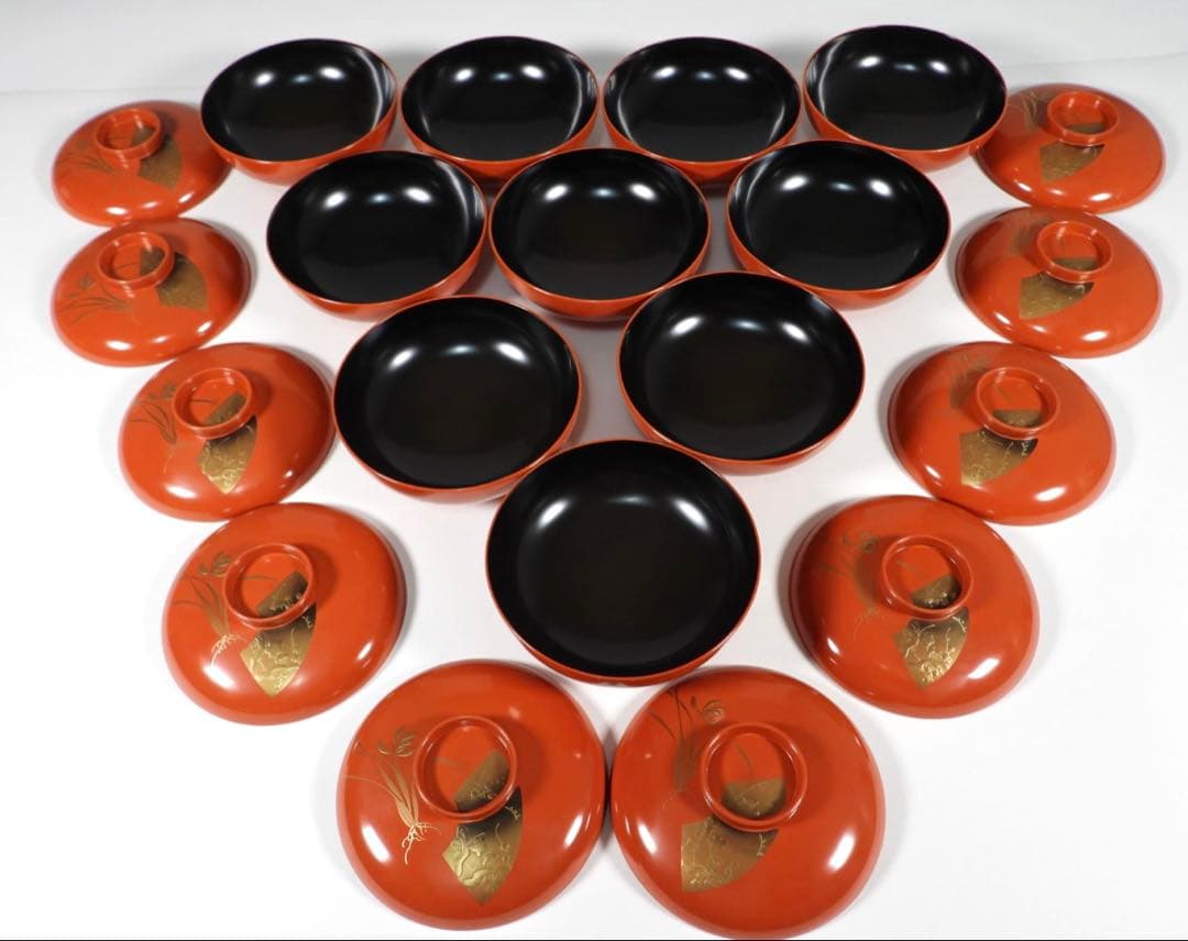 輪島塗 木製 金蒔絵 吸物椀 10客 蓋碗 漆芸 漆器