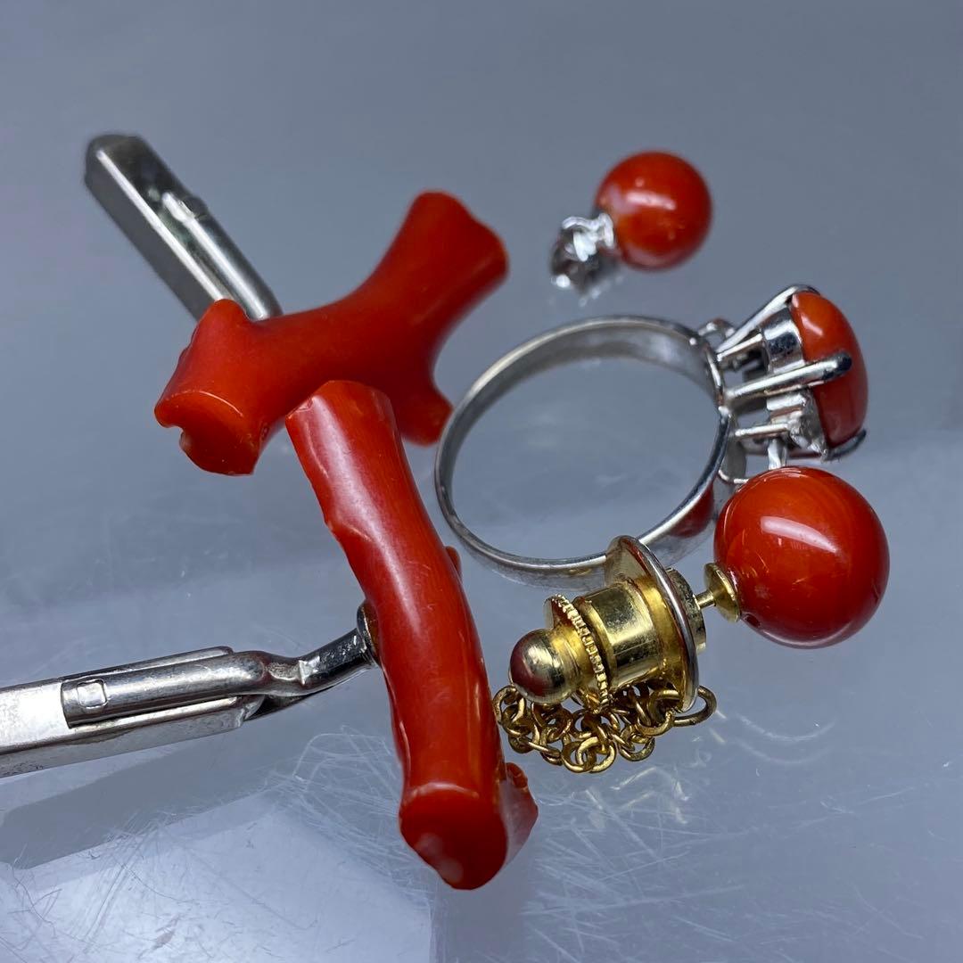 本血赤珊瑚 指輪、ネックレストップ等 15g 東Y7-0226☆2Fタカチ