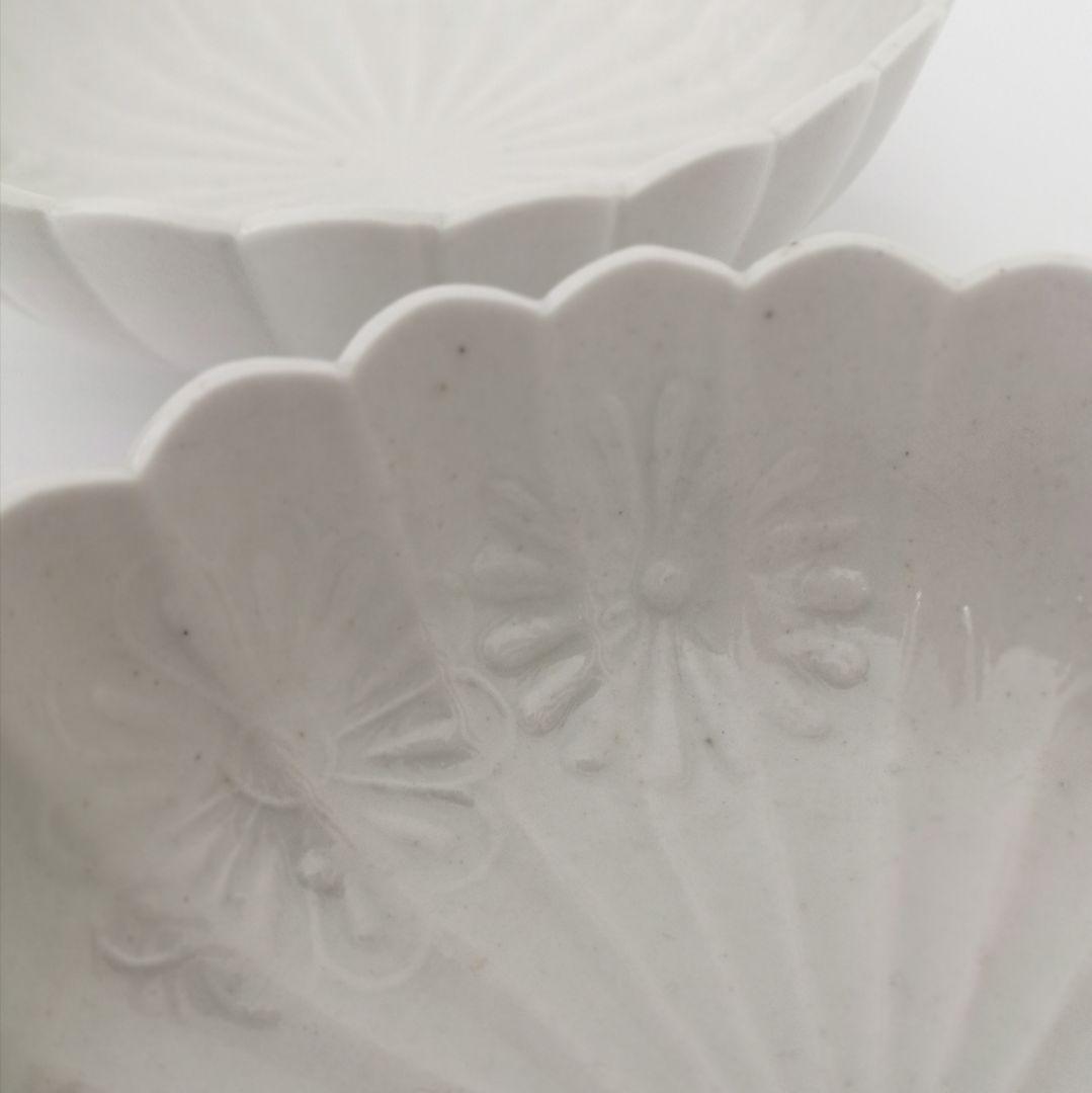 古伊万里 江戸中期 柿右衛門 白磁 菊花 なます皿 2客