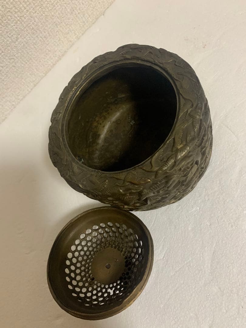 香炉銅製真鍮金属製年代感あり中古、未使用に近い工芸品茶道具？