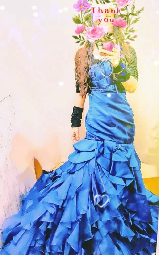 京都クラウディア　ドレス　ロイヤルブルー マーメイドライン フリル ゴージャス