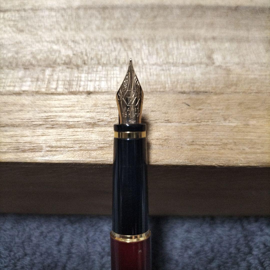 18K WATERMAN 赤い樹脂製万年筆 金色装飾