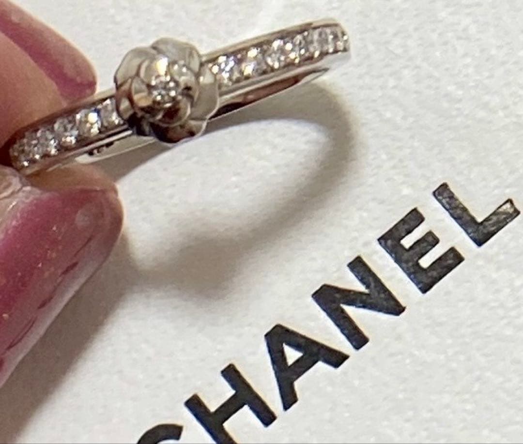 2日に取消CHANEL カメリアプラチナ950 ハーフダイヤリング#48シャネル