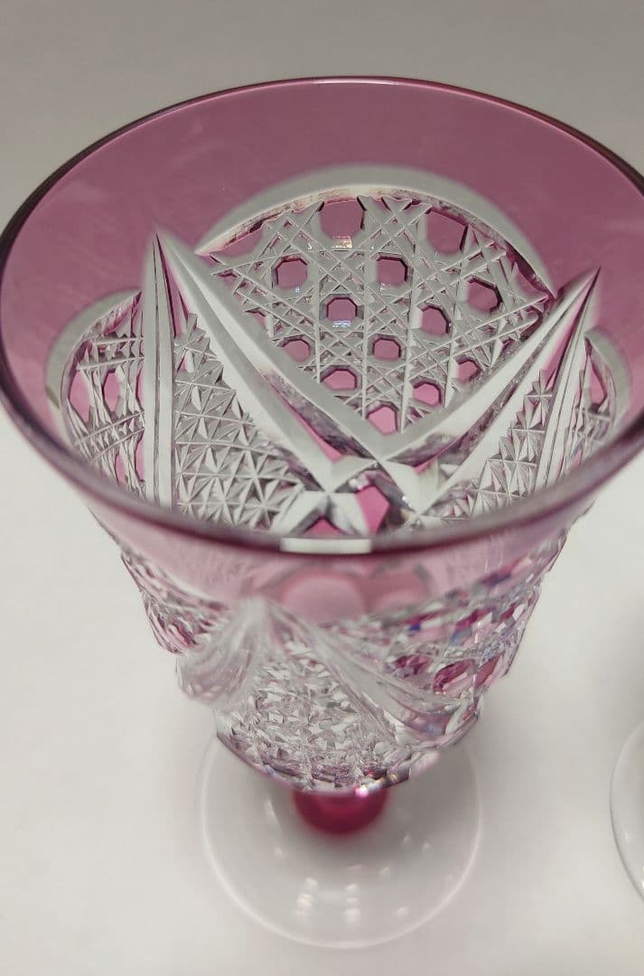 超希少品☆江戸切子 木村泰典 ワイングラス 脚付杯（切子 江戸切子
