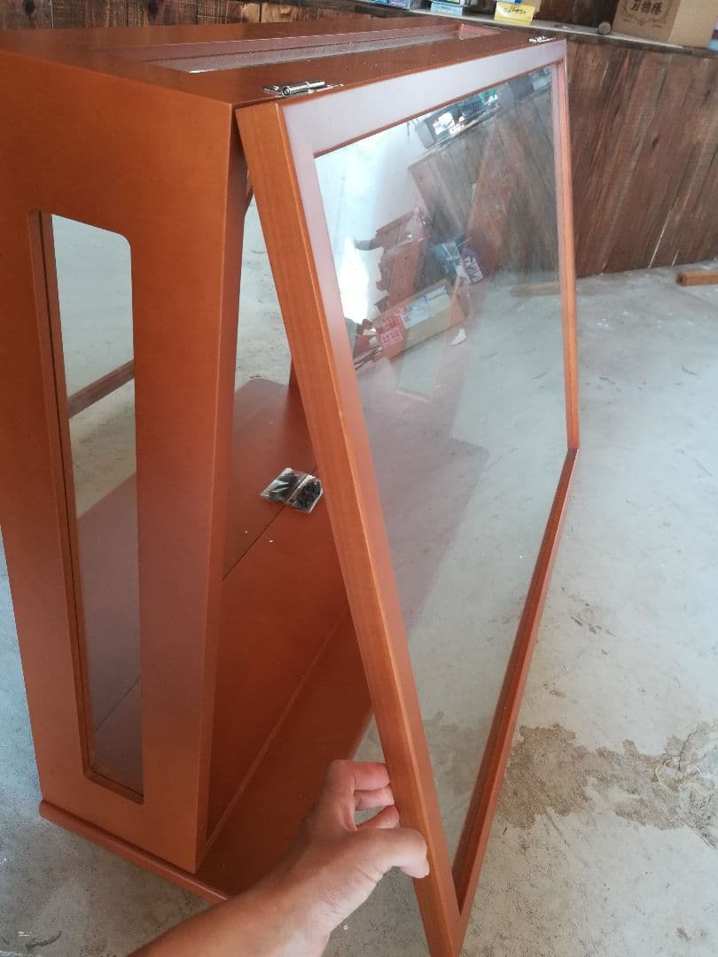 大きめ木製枠ケース ショーケース店舗什器 送料込み 木枠ガラスショー