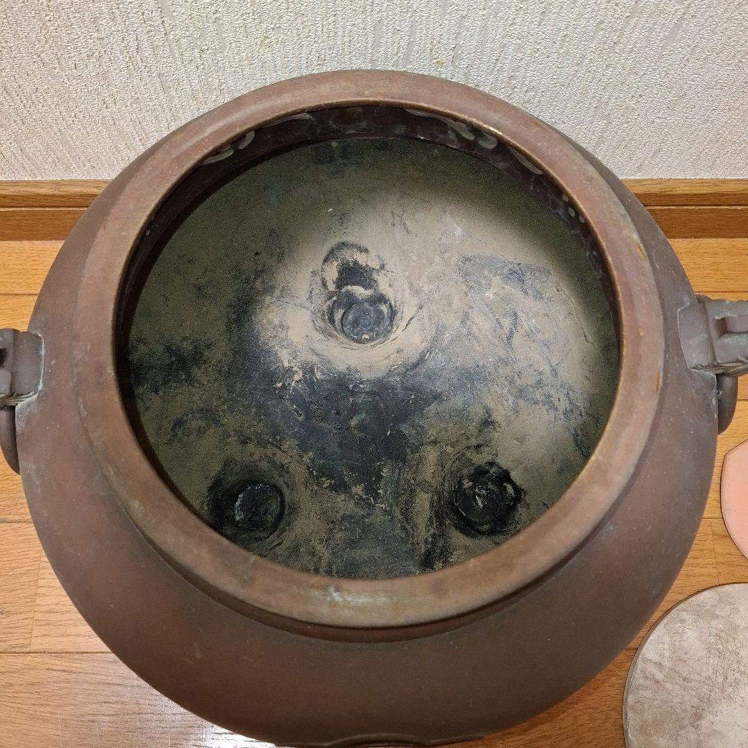 茶道具 鬼面風炉 唐銅 丸釜 箱なし 美術品・アンティーク・コレクション