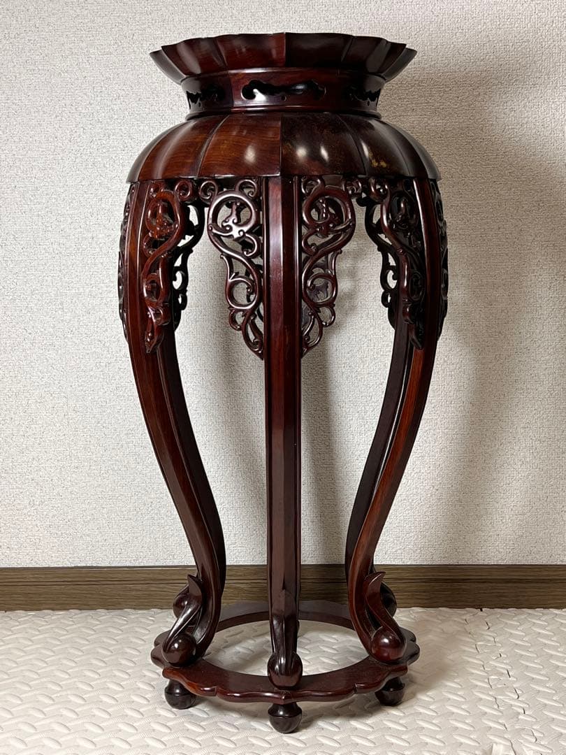 大型唐木紫檀製 花台 飾台 香炉台 盆栽台 / 華道具 茶道具☆時代物