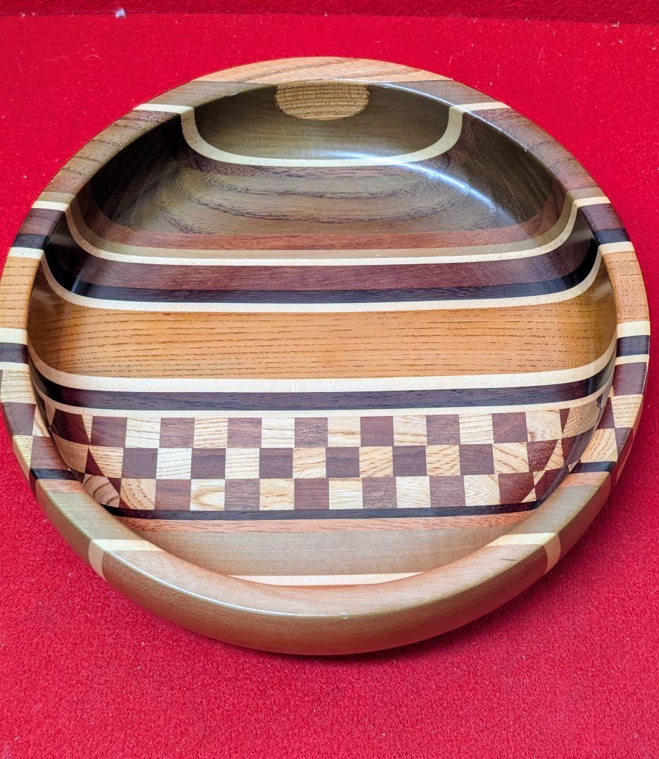 大幅お値下げ 箱根寄木細工 無垢八寸 シマ 蓋つき菓子盆（深め） お正月