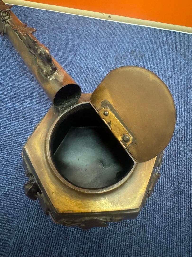 1624 中国美術唐物古玩唐銅瓢箪から駒図大矢立香炉大明宣徳時代物