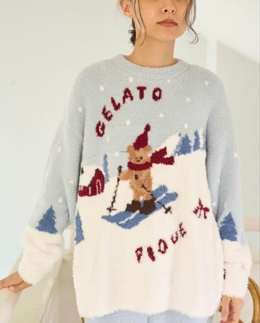 【新品タグ付き】ジェラートピケ スキーベアジャガードプルオーバー+ロングパンツ