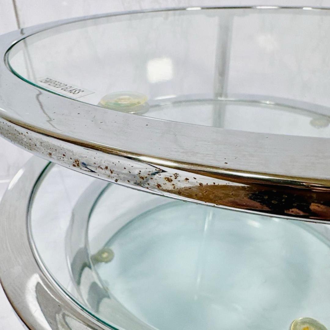 ミッドセンチュリー ラウンドテーブル 4段 丸型 北欧 ビンテージ 強化