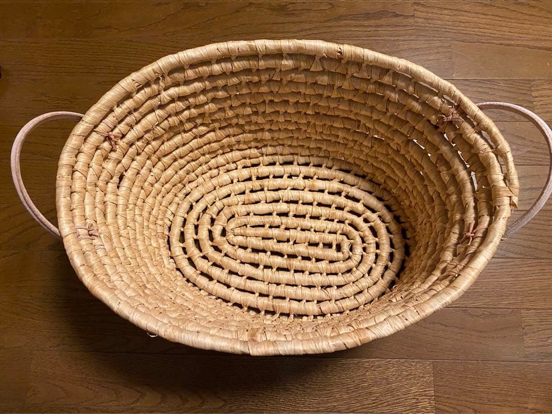 昭和レトロ・藁(わら) ・編み込み・バスケット籠・エスニック!