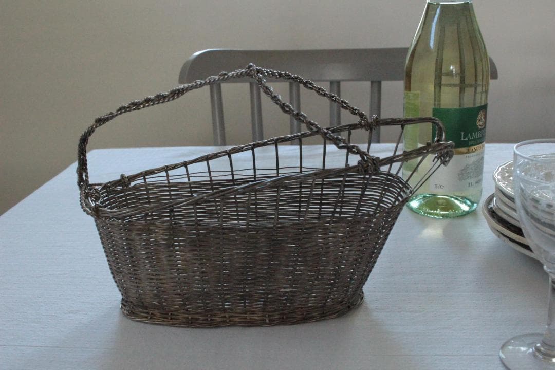 ワイヤーボトルパニエ・ワイヤーバスケット/アンティーク