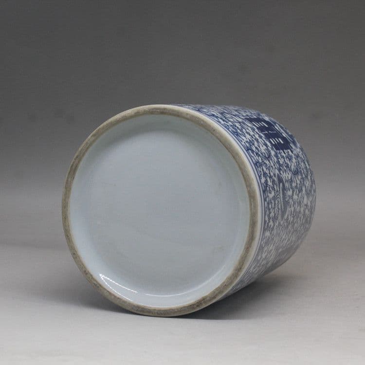 青花纏連蓋缶 茶道具 景徳鎮 陶磁器 装飾品 現代工芸品 美術品 置物