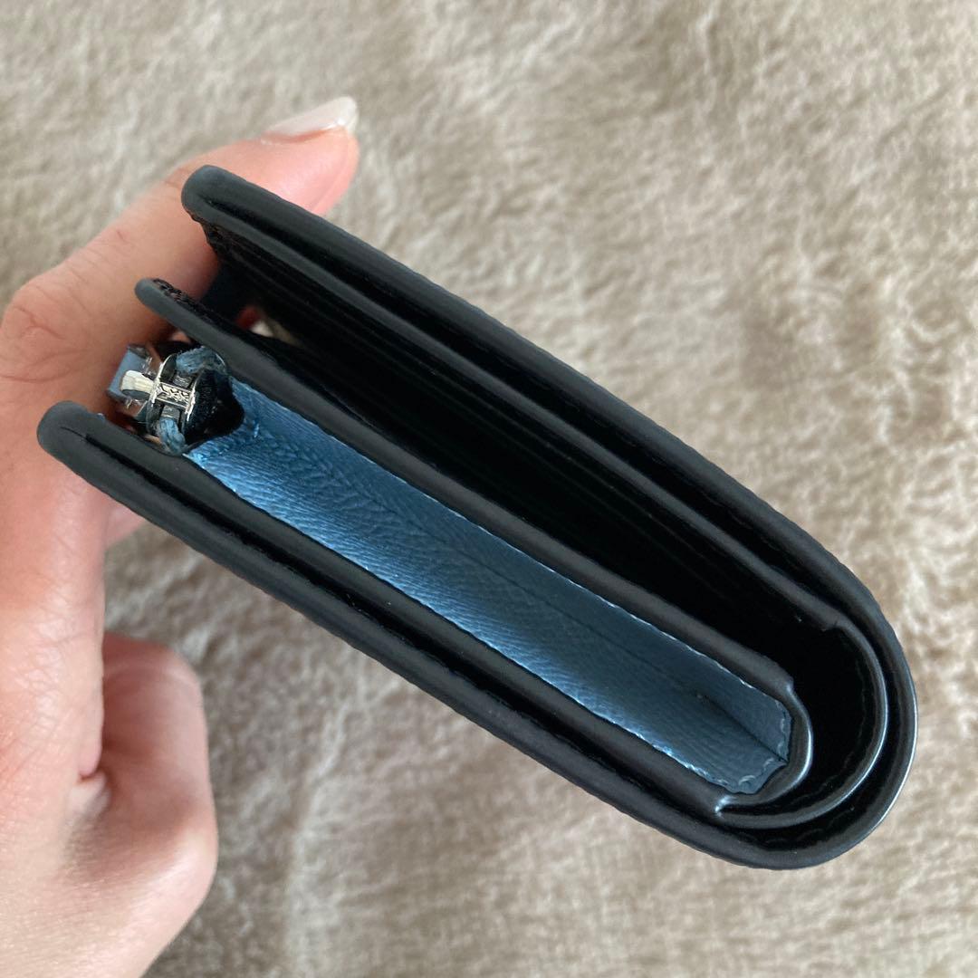 【美品】COACH コーチ 二つ折り財布 ライトブルー コンパクト