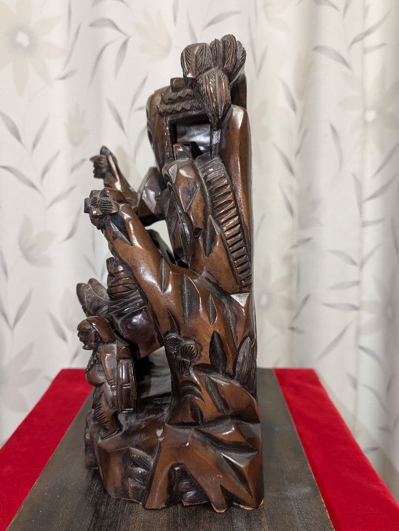 古美術 アート 木彫り 彫刻 『西遊記』 木台付