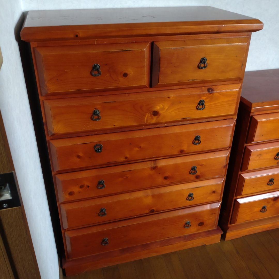 アンティーク風 木製タンス 木製タンス 2ドア 大容量 引き出し