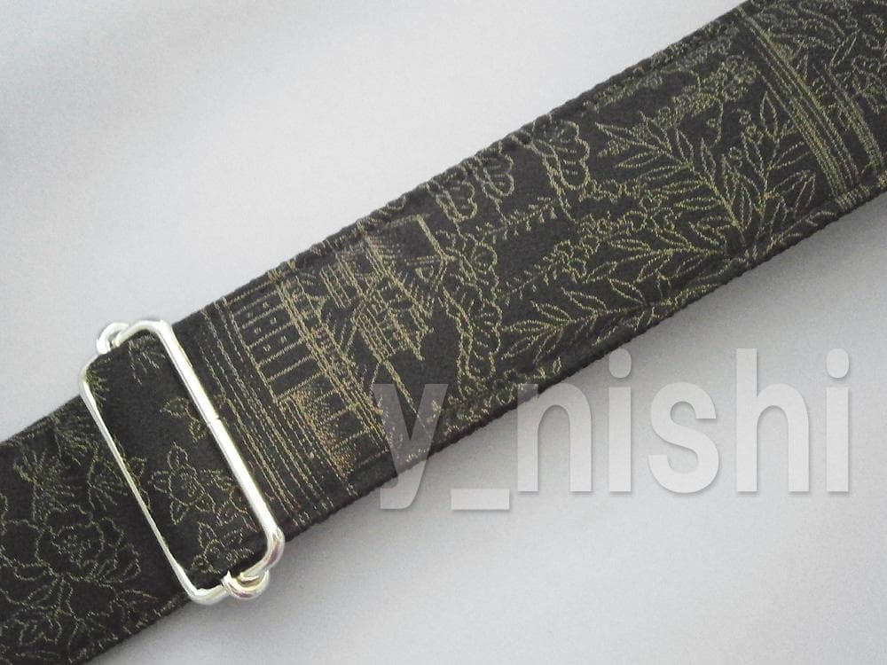 着物シリーズ 古都/黒 和柄ギターストラップ Kimon Series